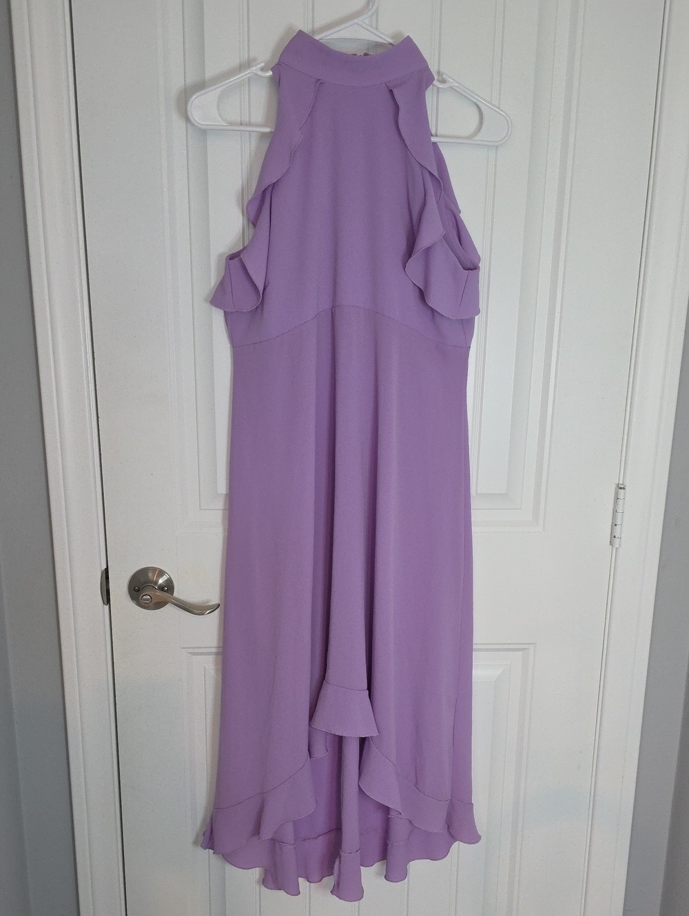 Sleeveless Lilac Ruffle Halter High-Low Dress